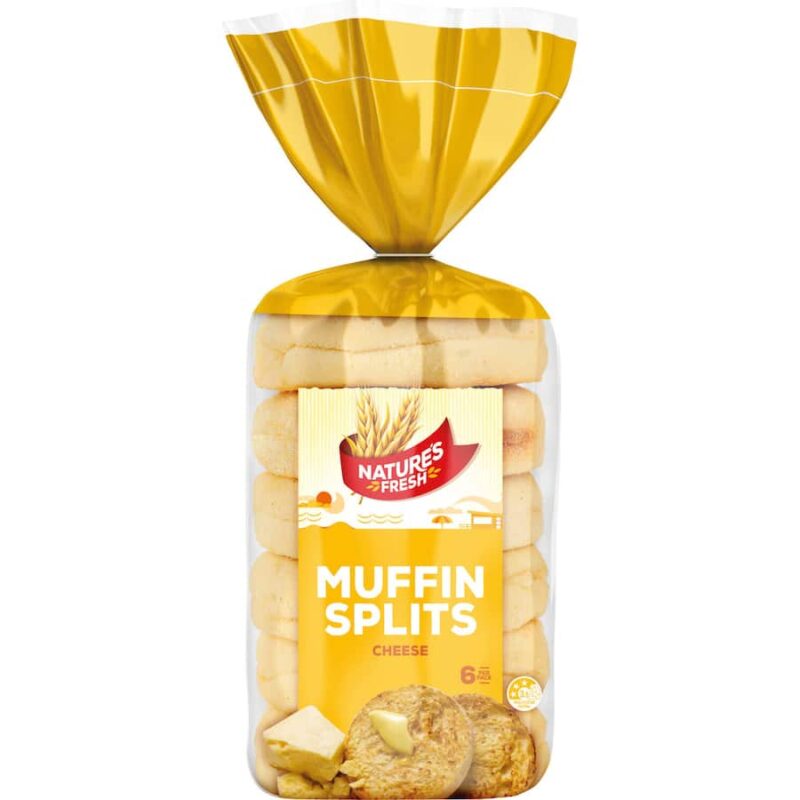 Natures Fresh English Muffins Cheese Splits 6pk 390g
