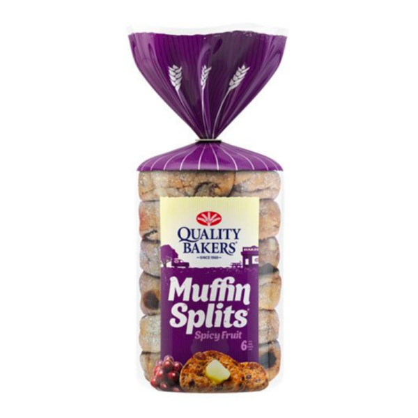 Quality Bakers English Muffins Spicy Fruit Splits 6pk 390g