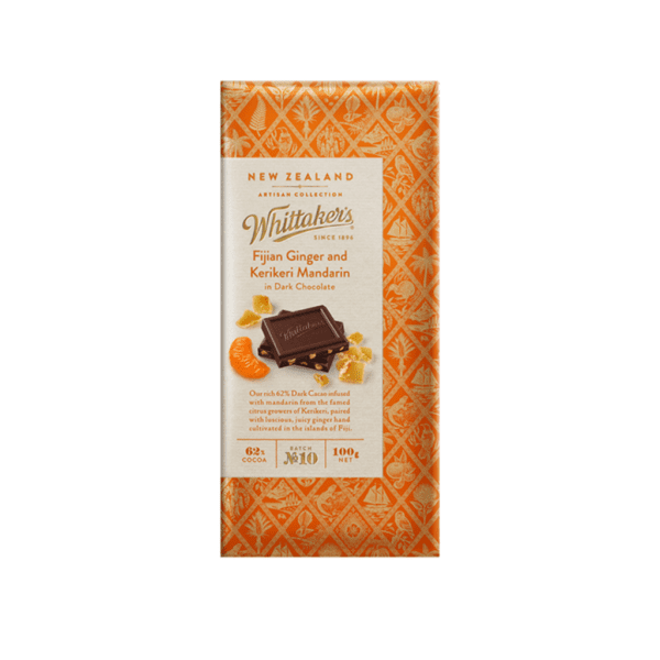 Whittakers Artisan Collection Chocolate Block Fijian Ginger & Mandarin 100g