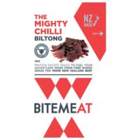 Pack of The Mighty Chilli Biltong featuring dried beef snacks in a 50g package.