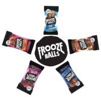 Five packets of Frooze Balls arranged in a circular pattern with a central logo.