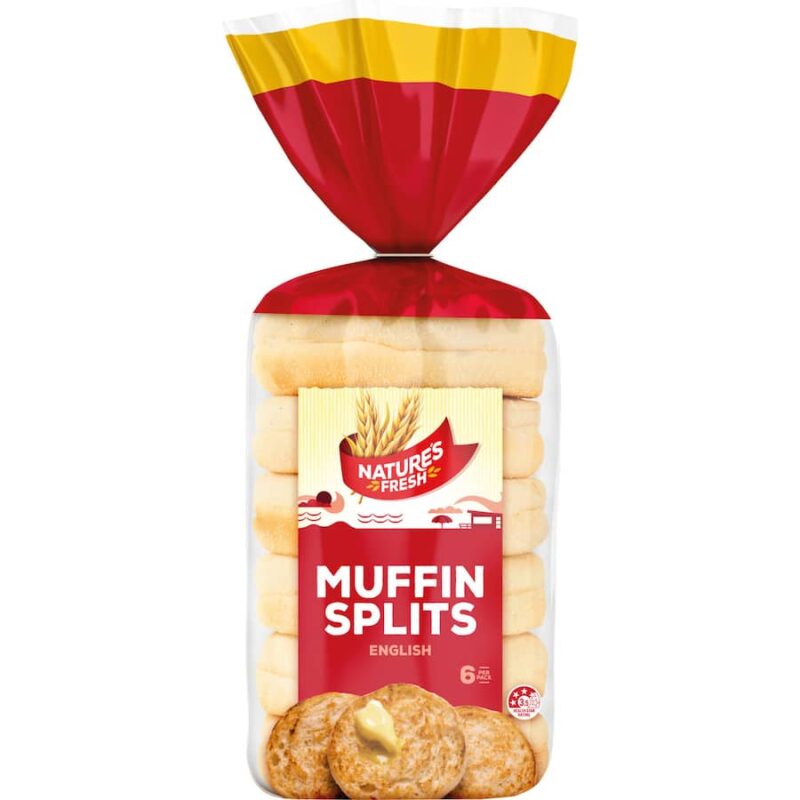Natures Fresh English Muffins Splits 6pk 390g