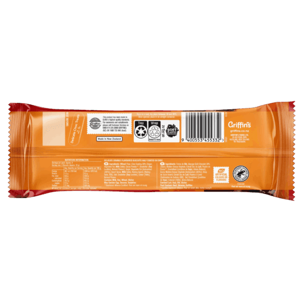 Griffins Chocolate Biscuits Jaffa Thins 180g Back
