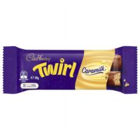 Cadbury Twirl Caramilk chocolate bar wrapped in purple and gold packaging, weighing 39 grams.
