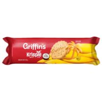 Pack of Griffin's Coconut Krispies biscuits weighing 250 grams with a red and yellow wrapper.