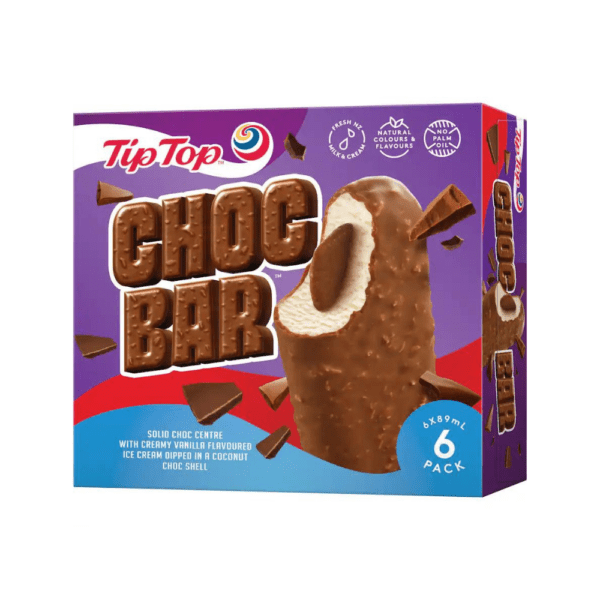 Tip Top Choc Bar Ice Cream On Stick Standard 6pack