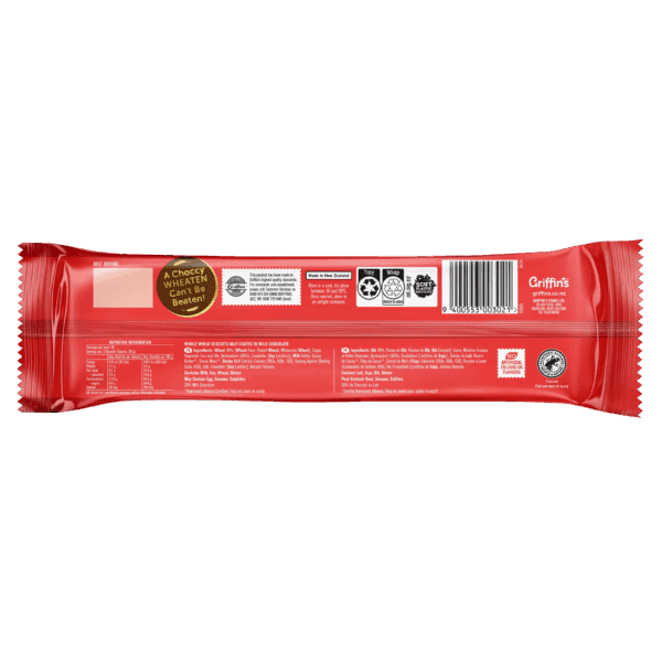 Griffins Biscuits Milk Chocolate Wheaten 200g Back