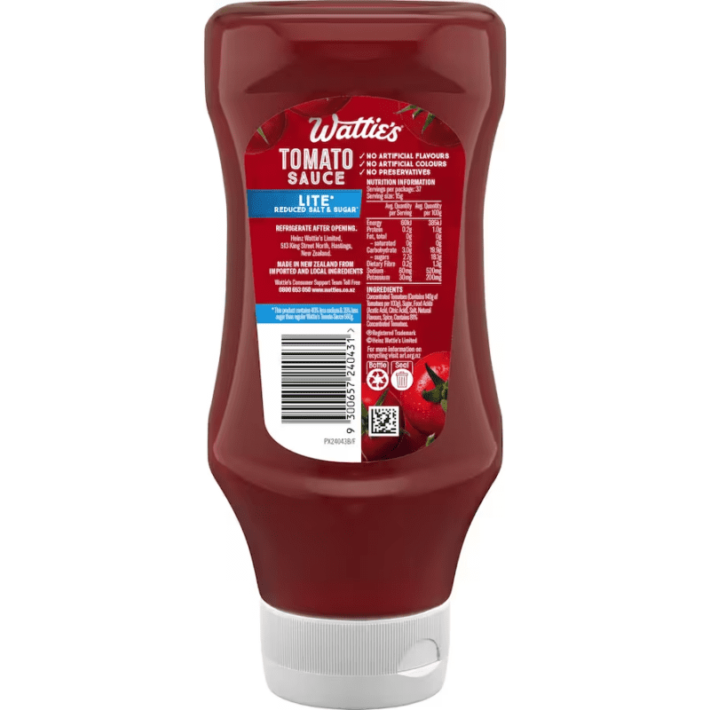 Watties Upside Down Tomato Sauce Lite 555g