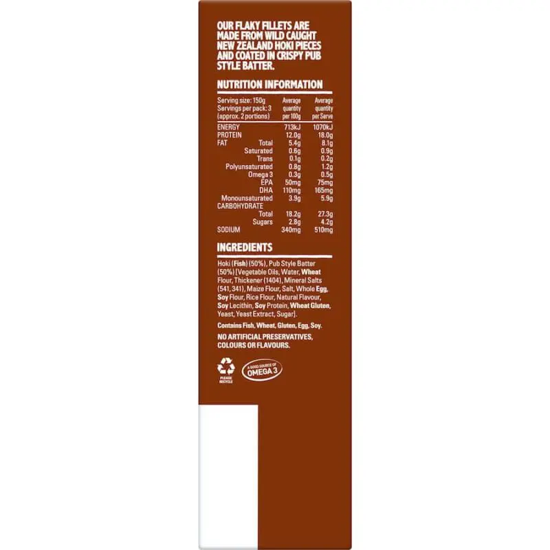 Sealord Fish Fillets Hoki In Pub Style Batter 450g