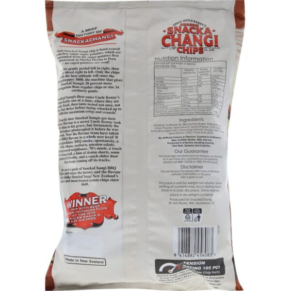 Snacka Changi Chips BBQ 150g Back