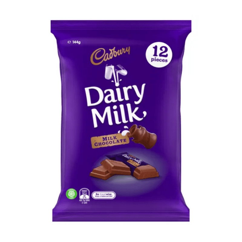 Cadbury Dairy Milk Chocolate 12 Pack 144g Ingredients