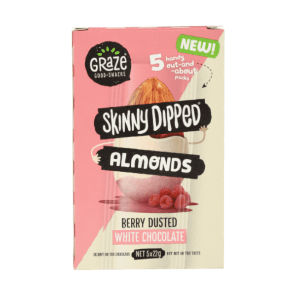 Graze Skinny Dipped Berry Dusted White Chocolate Almonds (5 x 22g Snack Packs)
