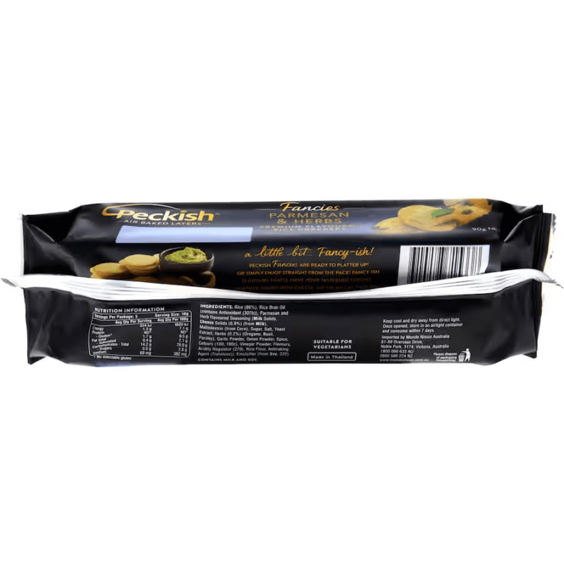Peckish Fancies Rice Crackers Parmesan & Herb 90g