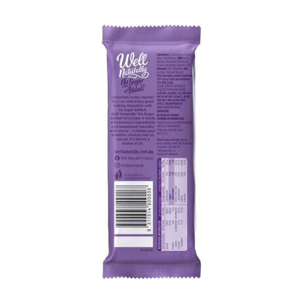 Well Naturally Milk Chocolate Fruit Nut Nutritional Information