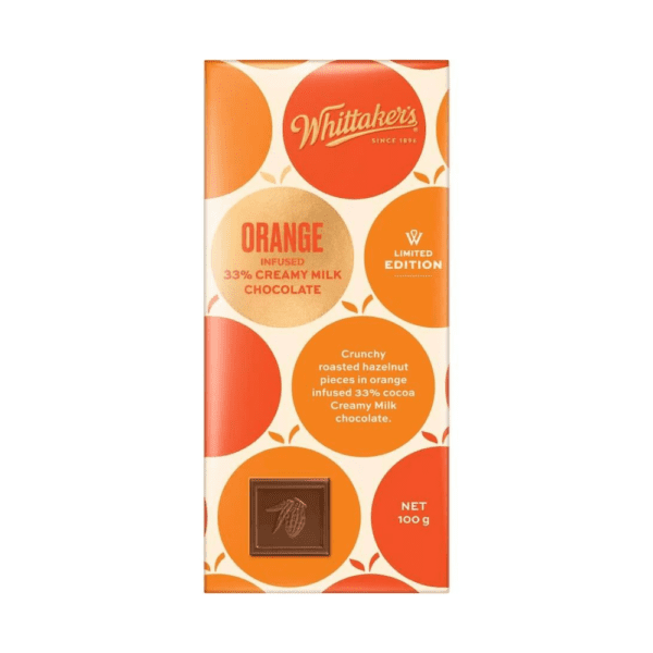 Whittakers Chocolate Block Orange Creamy Milk Chocolate 100g