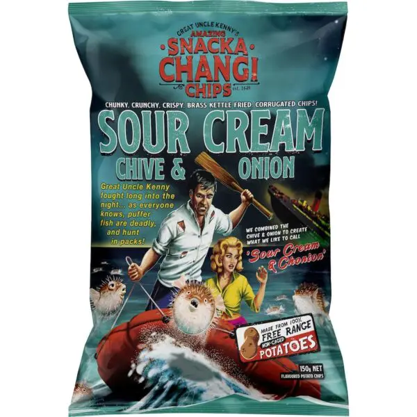 Snacka Changi Chips Kettle Fried Sour Cream Chive Onion Potato Chips 150g