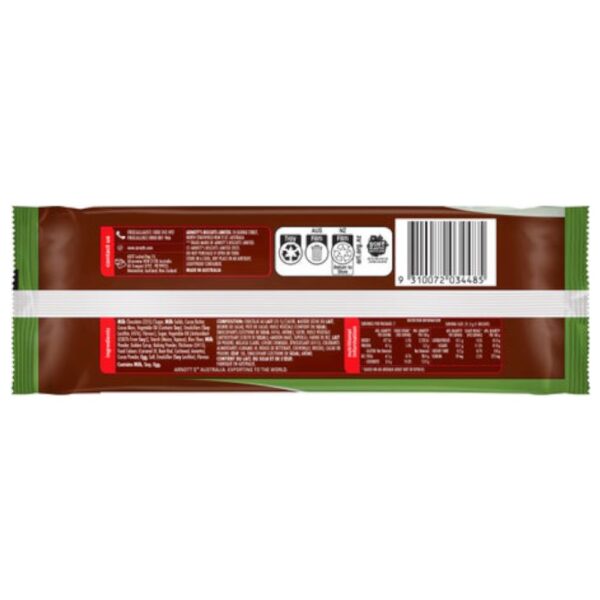Back packaging of Arnott's Tim Tam gluten free original chocolate biscuits, showing nutritional information and ingredients.