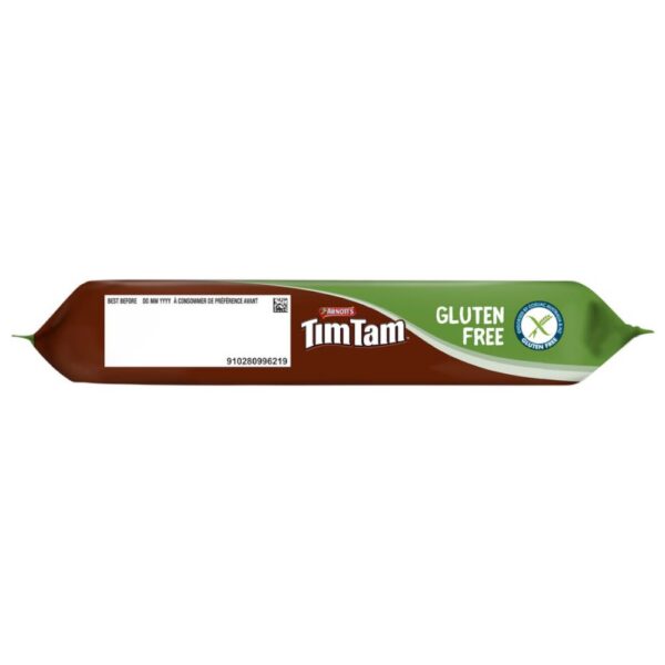 Pack of Arnott's Tim Tam gluten free original chocolate biscuits with a green label.