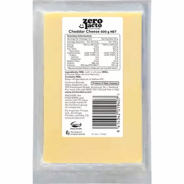 Anchor Cheese Cheddar Lactose Free 500g