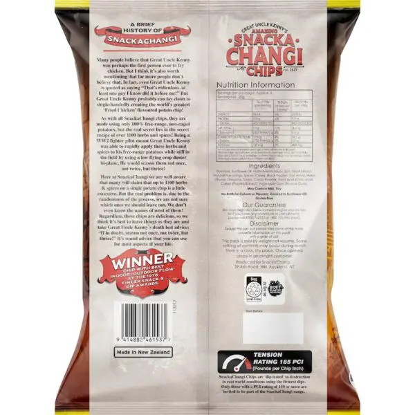 Snacka Changi Chips Fried Chicken 150g Back