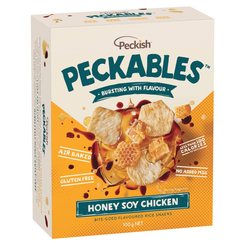 Peckish Peckables Rice Crackers Honey Soy Chicken 100g