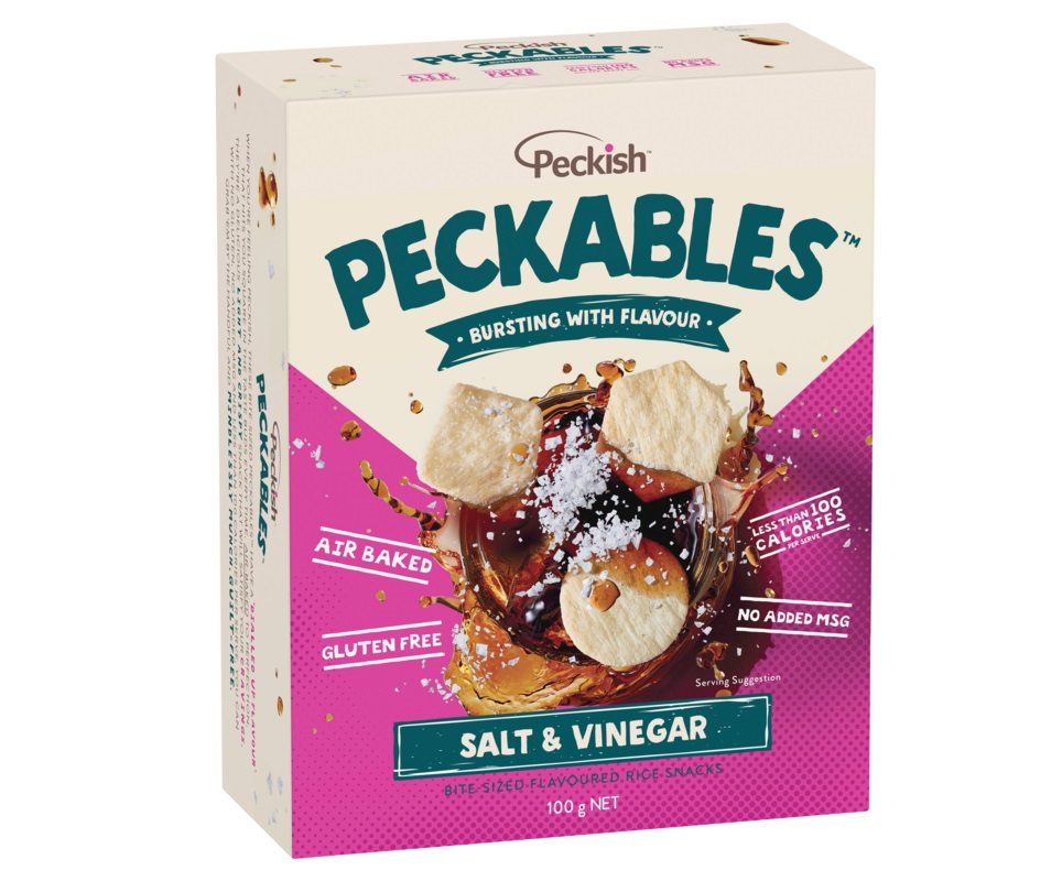 Peckish Peckables Rice Crackers Salt & Vinegar 100g