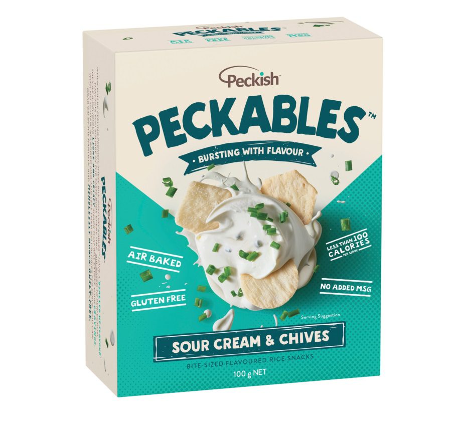 Peckish Peckables Rice Crackers Sour Cream & Chives 100g