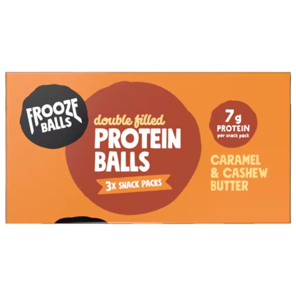 Box of Frooze Balls double filled protein balls with caramel and cashew butter flavour.